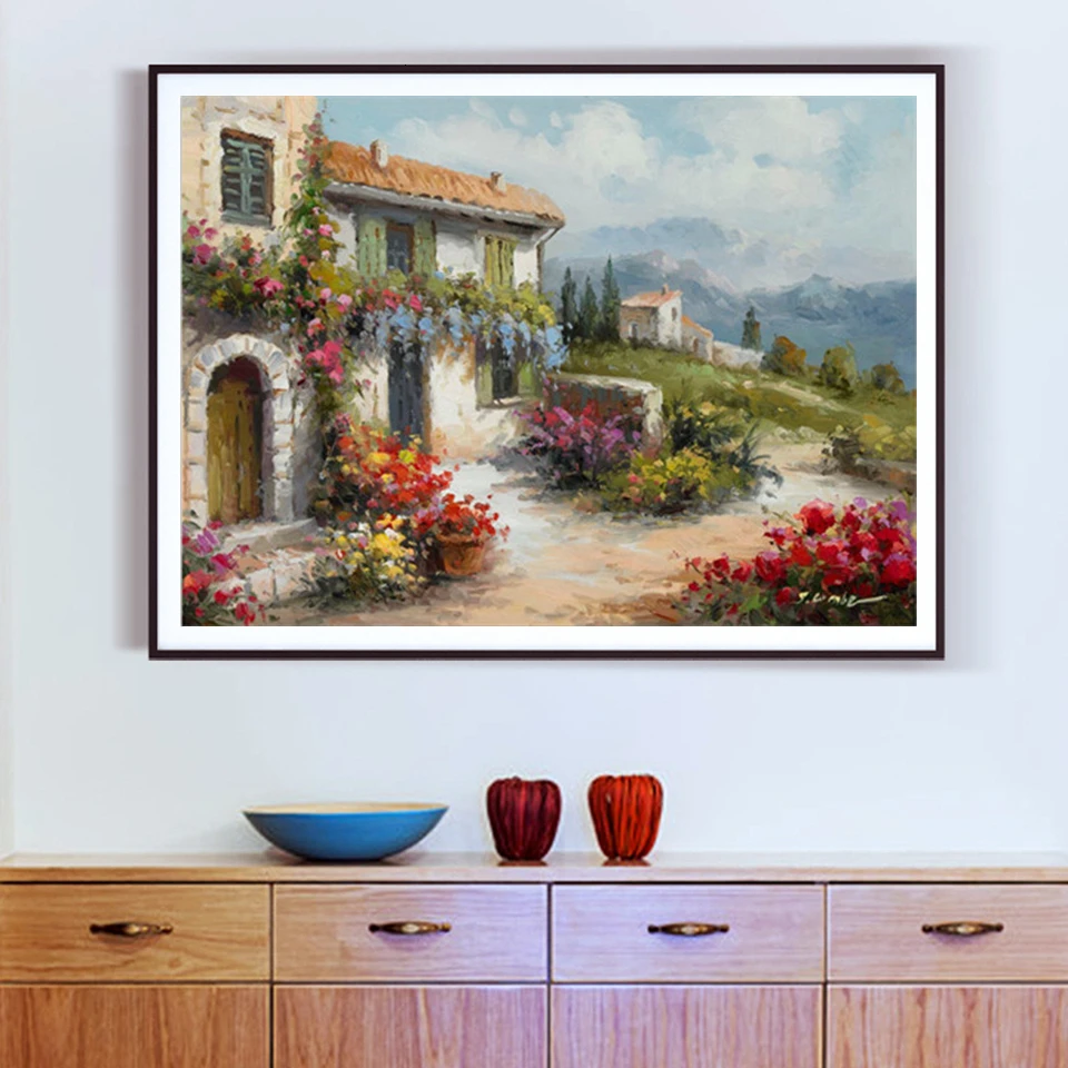 AZQSD краска по номерам на холсте пейзаж сделай сам Раскрашивание акриловой