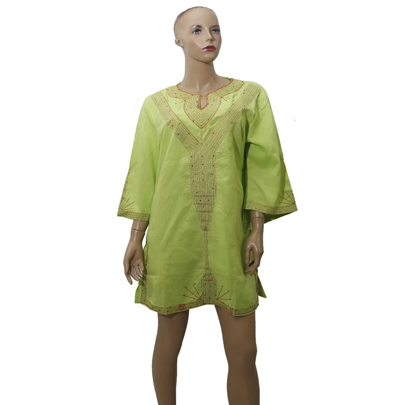 

MD Women Linen Mini Dress African Dashiki Embroidery Clothes Long T shirt Female Casual Tops Traditional Wears