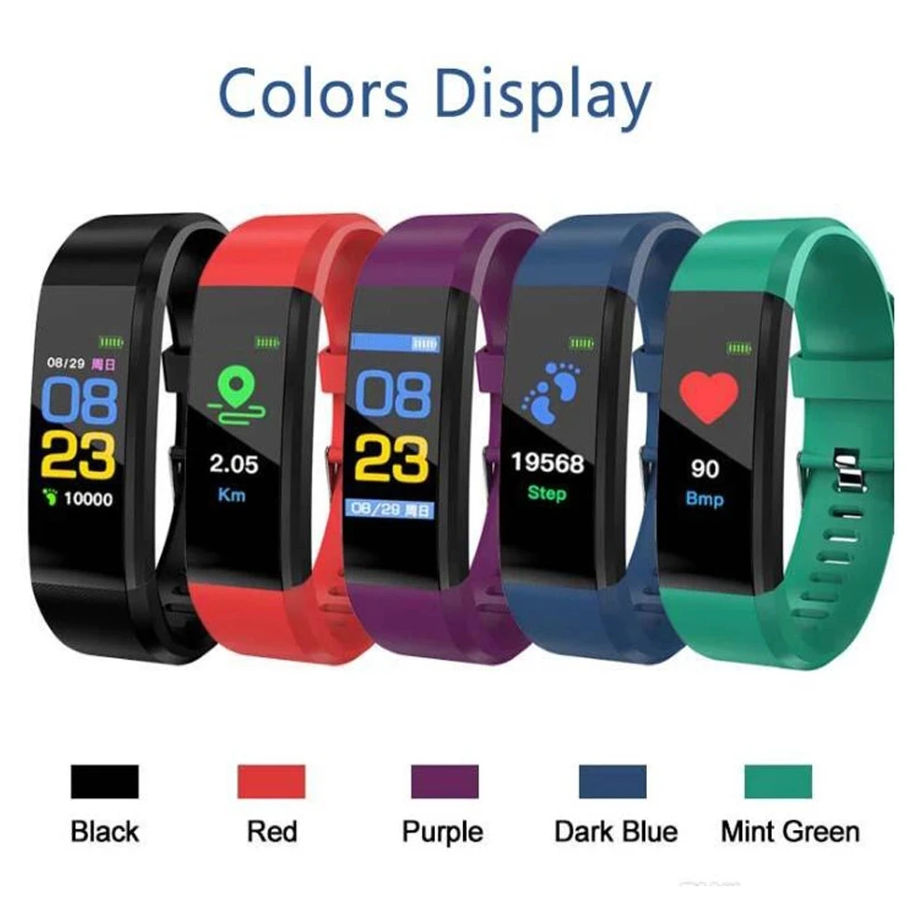 

115 Plus Smart Watch Bluetooth Sport Watches Health Smart Wristband Heart Rate Fitness Pedometer Bracelet Waterproof Men Watch