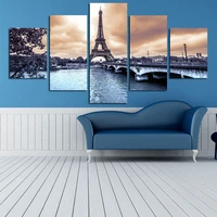 5pcs photo hd printing eiffel tower poster art painting wall living room corridor bedroom home decoration accessories frameless