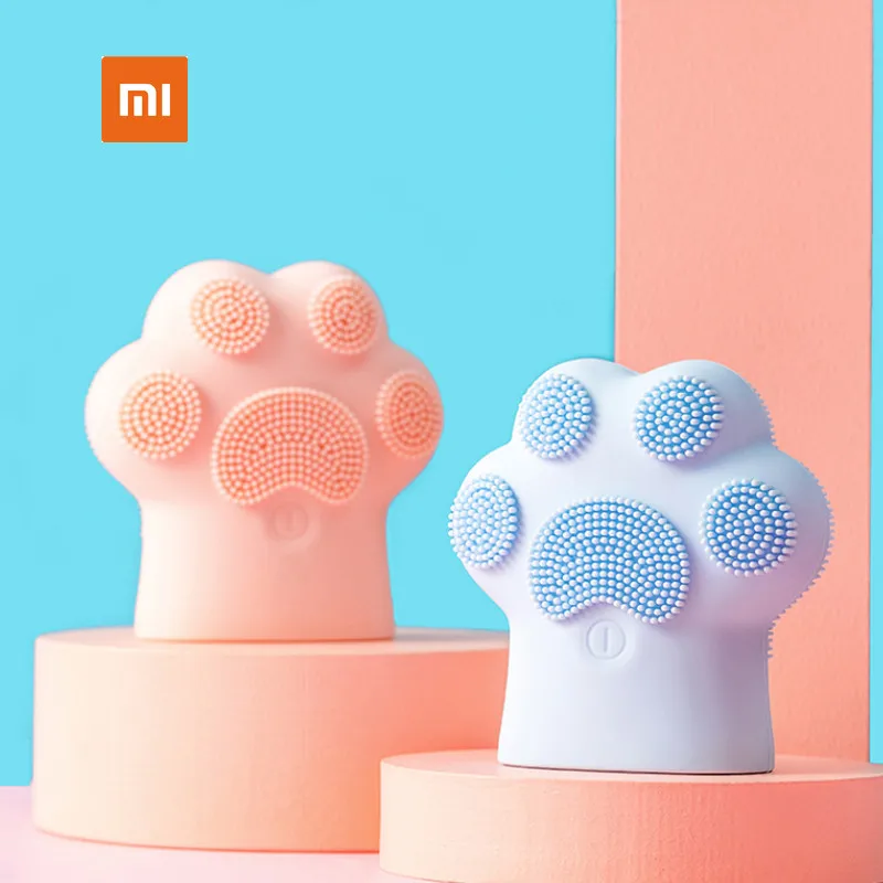 

NEW2022 Xiaomi youpin IPX6 Cat Paw Ultrasonic Silicone Electric Facial Cleansing Brush Sonic Face Cleanser Skin Mini Washing