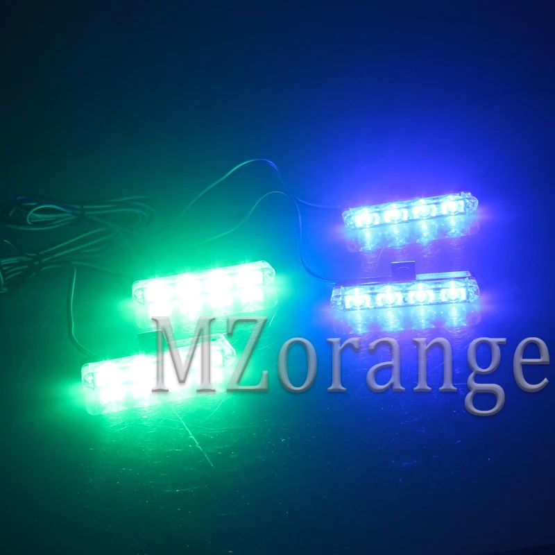 blue green 4x4 светодиодный DC 12 В стробоскоп Предупреждение ющий светильник полицейский светильник мигающий пожарный светильник s скорая помощь белый желтый красный синий CarTruck светильник Дневной светильник - Цвет: blue green