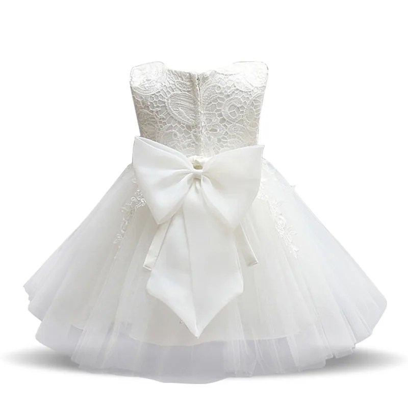 Белое платье для девочек на 1 год день рождения пачка первого Рождества с бантом