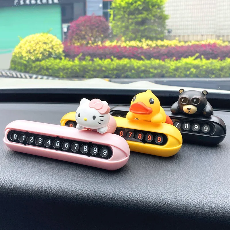 

Cartoon Cute Kitty Temporary Parking Number Plate License Plate Card Car Car Moving License Plate Creative Toys for Girls