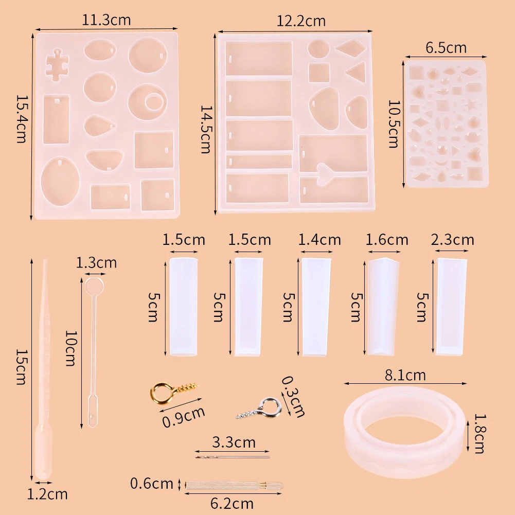 

68pcs Jewelry Diy Bracelet Pendant Epoxy Mold Set Crystal Silicone Mold With Dropper Stirring Rod Claw Nails