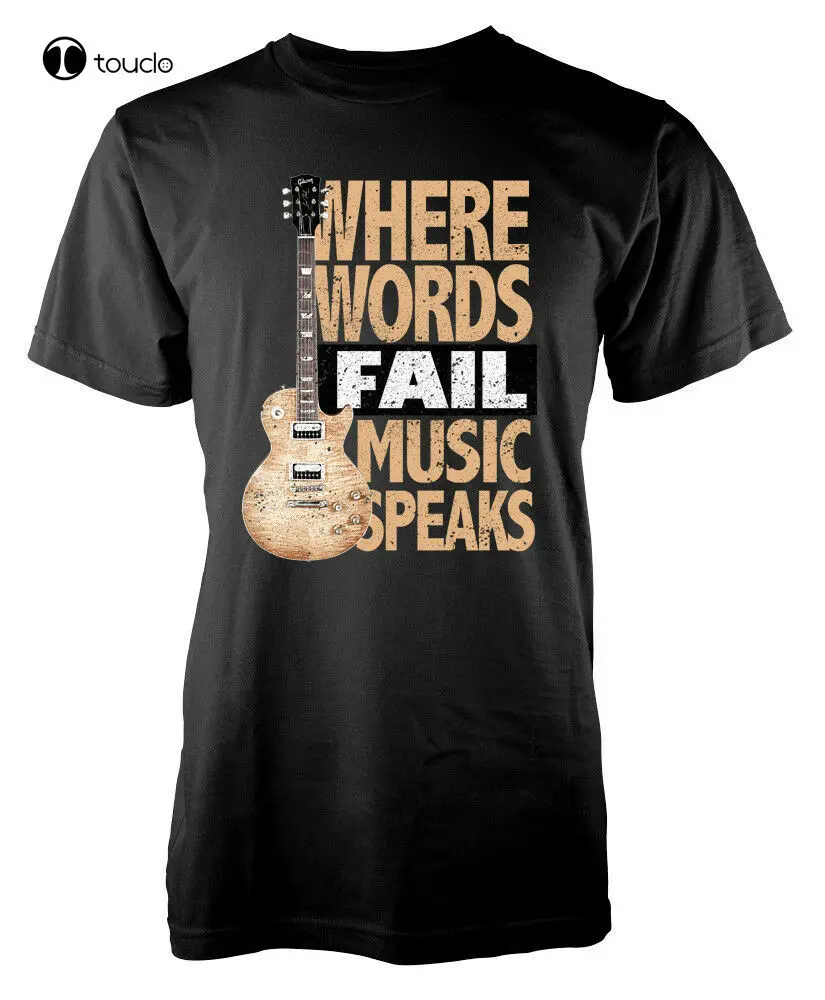 

Where Words Fail And Music Speaks Guitar Adult T-Shirt Tee Shirt Custom aldult Teen unisex digital printing Tee shirt unisex