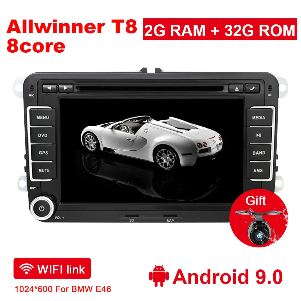 Eunavi 2 Din Android 9,0 автомобильный dvd-плеер аудио радио gps navi для VW GOLF 6 Polo Bora JETTA B6 PASSAT Tiguan SKODA OCTAVIA - Цвет: 2G 32G Android 9.0