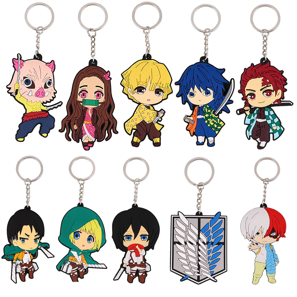 

K3526 Fashion Anime Keychain Demon Slayer Key Chain Women Backpack Bag Pendant Key Ring Jewelry Cosplay Gift For Fans