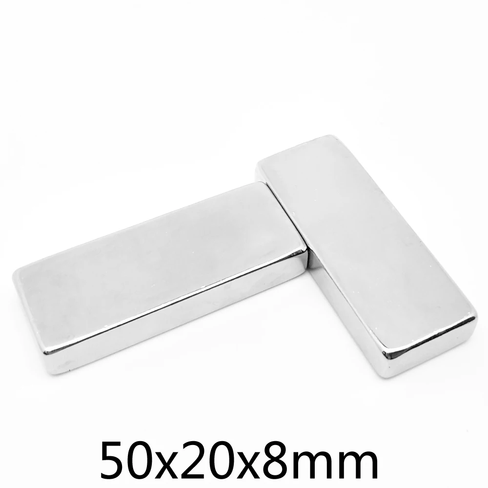 

1/2/5PCS 50x20x8mm Block Super Powerful Strong Magnetic Magnets Sheet N35 Quadrate Big Permanent NdFeB Magnet 50x20x8 50*20*8