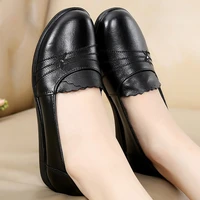 plus size 4142 female flats genuine leather shoes mom loafers casual shoes women loafers slip on shoes for woman black flats