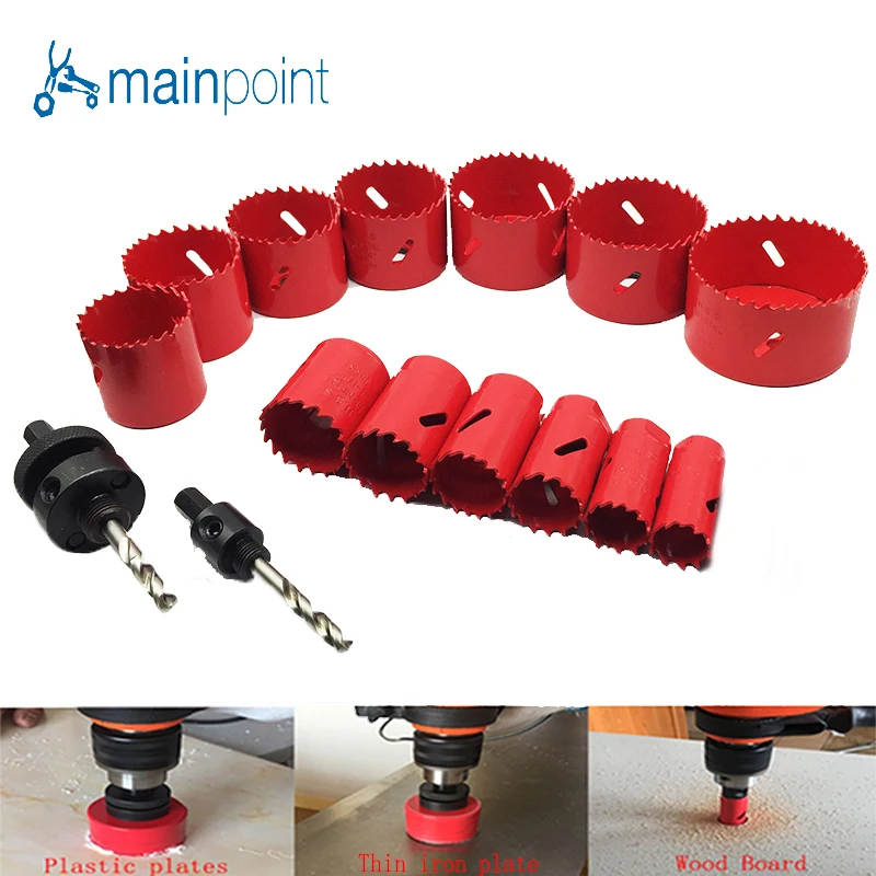 Mainpoint 15 шт. HSS биметаллическая кольцевая пила комплект с дрелью PowerTool Аксессуары 19-76 мм для обработки металла резки стали ручные инструменты