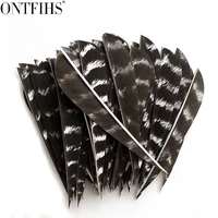 50 pcs ontfihs arrow fletches feathers water drop shield cut natural turkey plume floral black archery accessories diy hunting