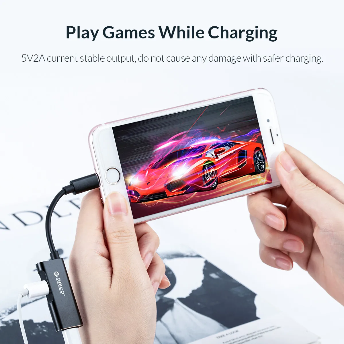 ORICO 2 в 1 зарядное устройство сплиттер для наушников адаптер для iphone 8 Plus 3,5 мм разъем для наушников адаптер кабель для iphone X сплиттер