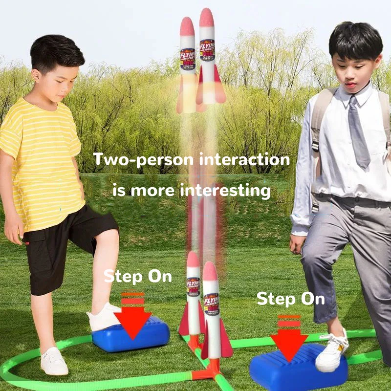 

Kid Air Pump Jump Stomp Blower Foam Gun Model Launch Launcher Rocket Pop Up Toy Sports Toys For Boys Kids Children Baby Girls