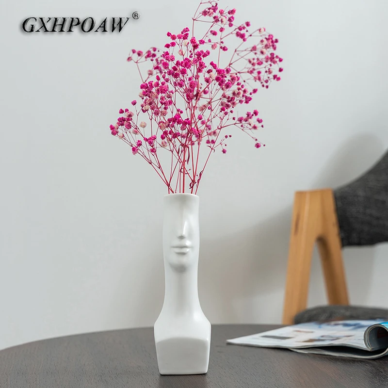 

Human Face Small Fresh Vase Portrait Sculpture Dried Flowers Vases Nordic Style Home Decoration Flower Arrangement Container