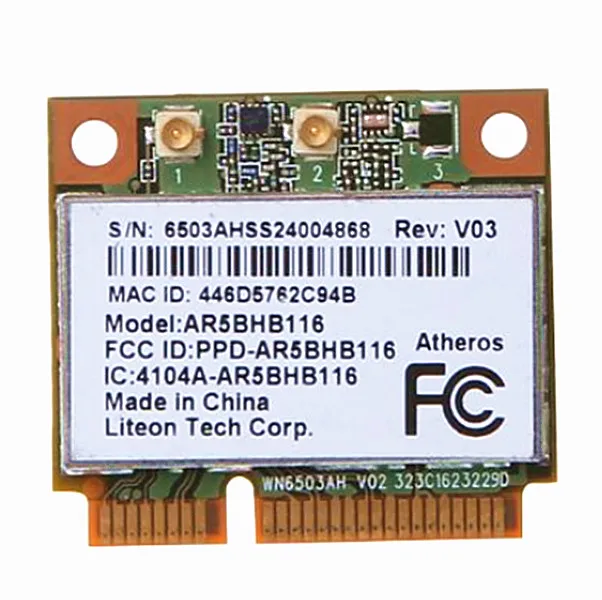 Atheros AR5BHB116 AR9832 Двухдиапазонная 300 Мбит/с Wifi 802 11 a/b/g/n Беспроводная половинная мини