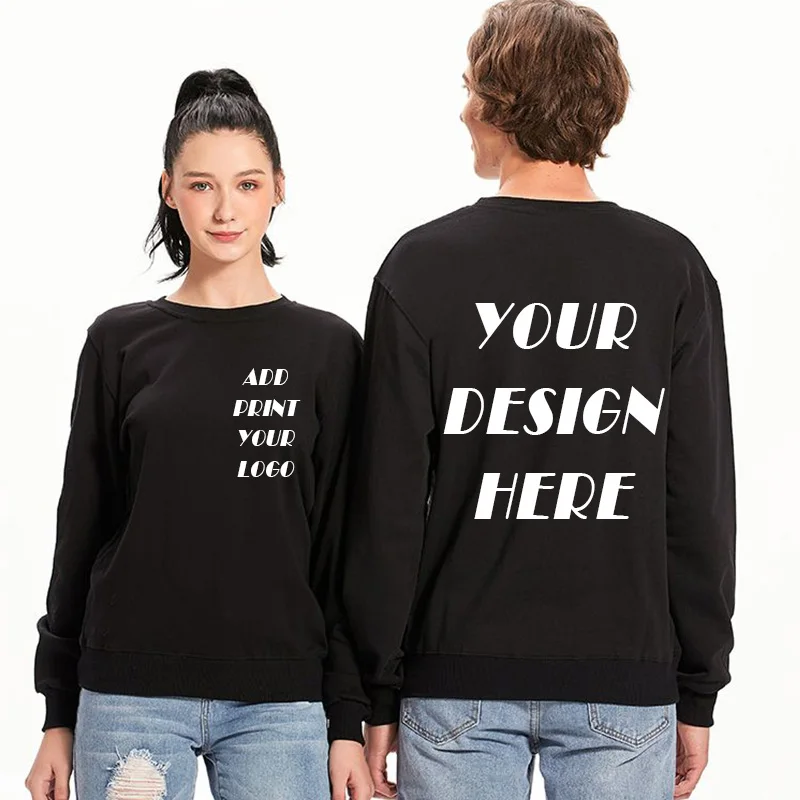 

Custom Print Logo Men Women Solid Color Chinese Size 4XL Sweatshirts 100% Pure Cotton Long Sleeve Pullover Couples Streetwear