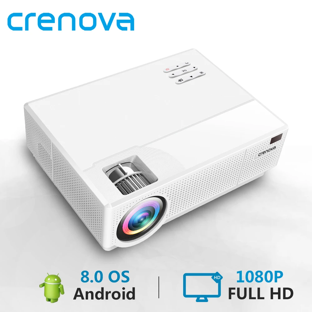 CRENOVA 6800 люмен Полное HD 1080p Физическое разрешение Android 8.0 ОС Новейший видео LED проектор с домашним кинотеатром.