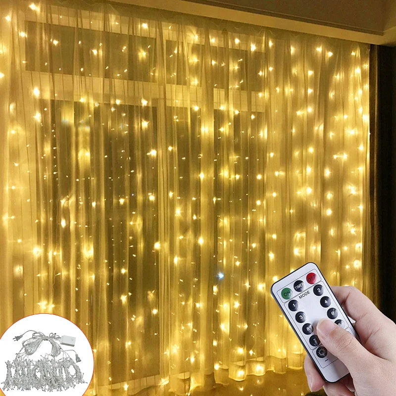 LEADLY 3x3m LED Curtain String Lights Strip Christmas Outdoor Home Light For Wedding Party Garden Room Decor | Лампы и освещение