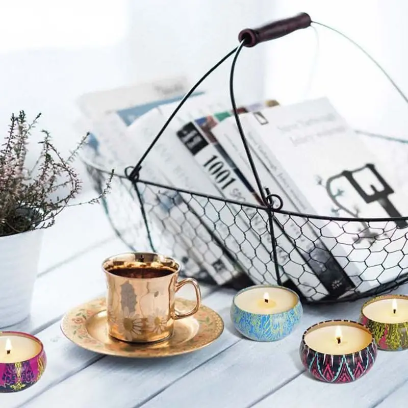 

8pcs Fragrance Aromatherapy Scented Candle Natural Soy Wax Travel Tin Home Decor Wedding Birthday