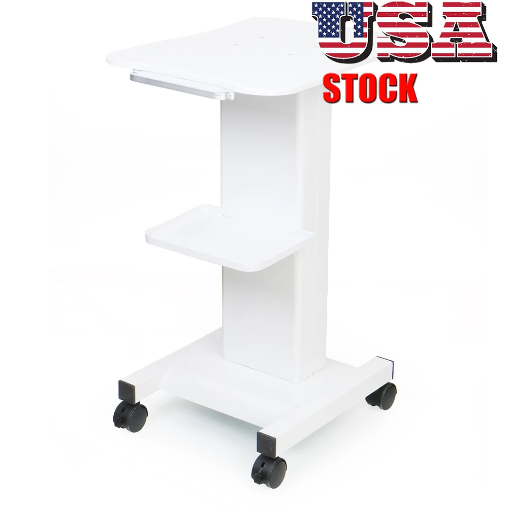 Easy To Assemble And Portable Iron White Trolley Stand For Lots Of Beauty Machine Assembled Trolley Cart