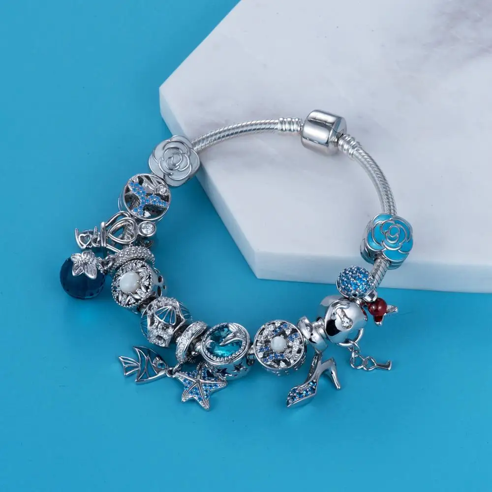 Подвеска для браслета DDBJ030 с тропическими рыбками и растениями | Украшения