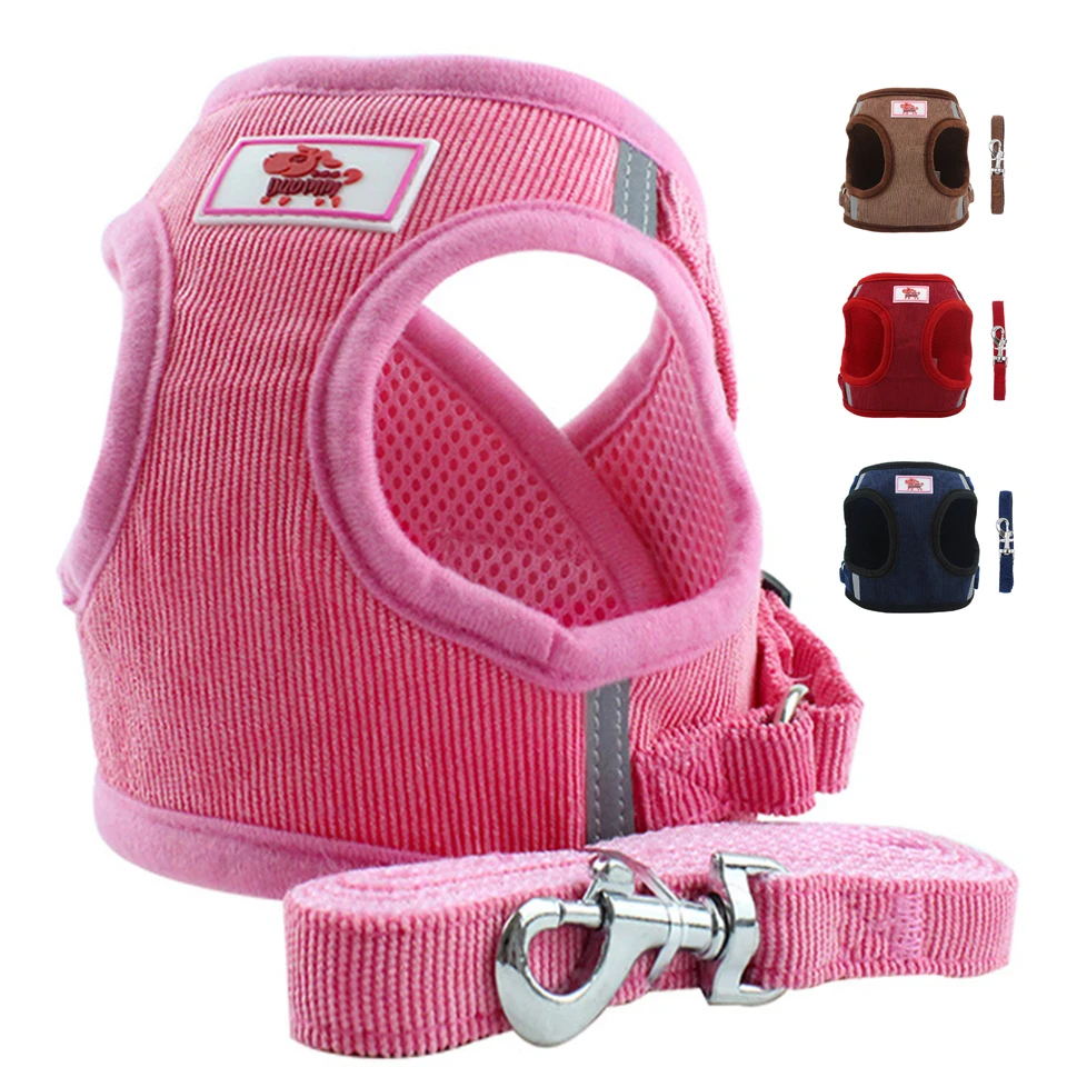 

Quality Breathable Small Dog Pet Harness and Leash Set Puppy Cat Vest Reflective Harness Collar For Chihuahua Pug Bulldog Cat