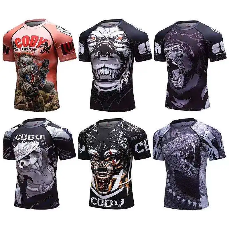 Компрессионные спортивные костюмы MMA Rashguard BJJ GI футболка + штаны Jiu Jusit трико Муай
