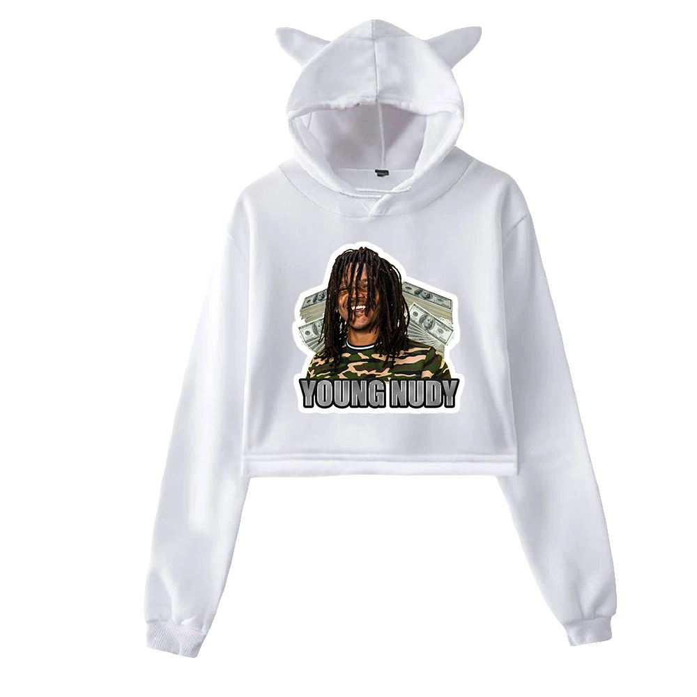 

Толстовка Young Nudy с кошачьими ушками, Женская толстовка с длинным рукавом и капюшоном, хит продаж, повседневные женские топы