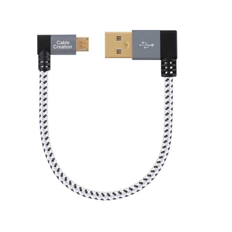 Кабель с углом 90 градусов USB 2 0 от A до Micro B двойной угловой короткий кабель