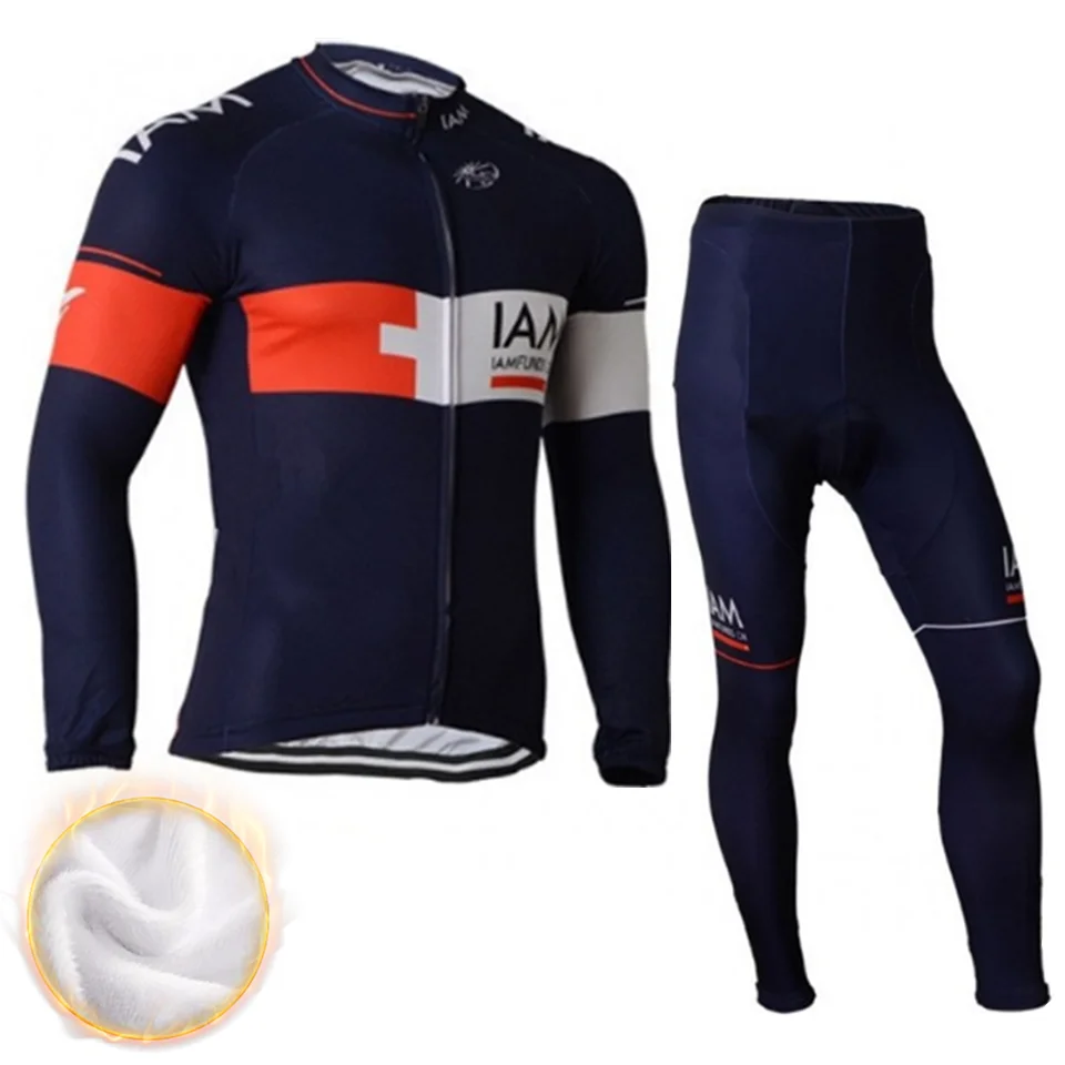 

2021 IAM New Winter Thermal Fleece Cycling Clothing Set Maillot Ropa Ciclismo Invierno MTB Bicycle Jerseys Bike Sportswear