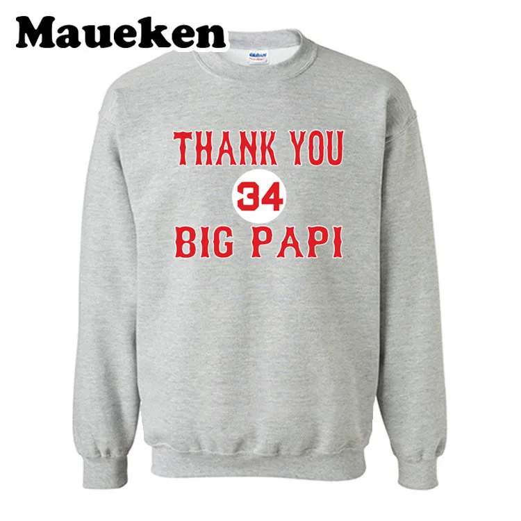 Мужские толстовки Boston 34 Давид Ортис Спасибо Большой Papi толстый круглый воротник
