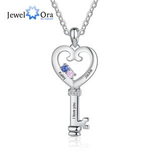 JewelOra персонализированные брелоки подвеска с сердцем гравированные имена память ювелирные изделия Индивидуальные камни милый подарок для женщин