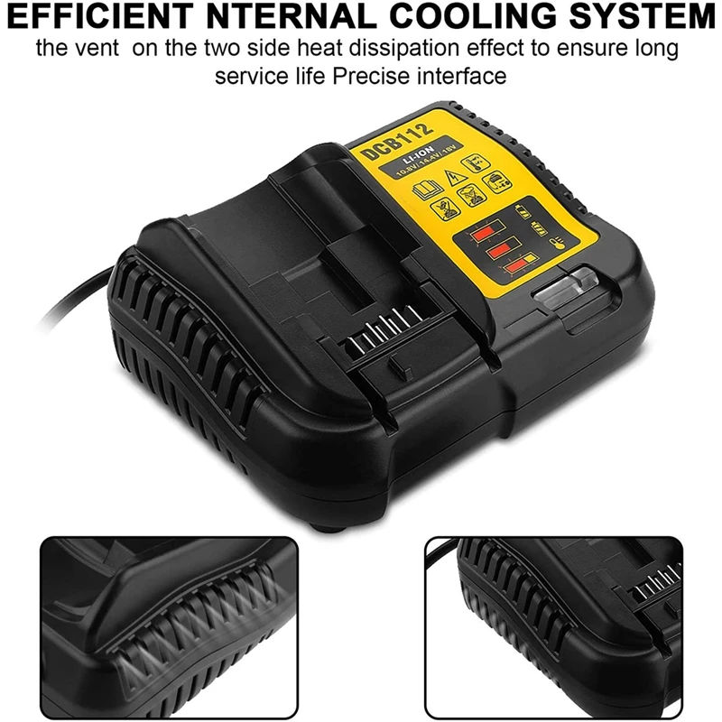

for Dewalt DCB112 12-Volt and 20-Volt MAX Lithium-Ion Battery Charger Replace DCB101 DCB105 DCB115 DCB107 UK Plug