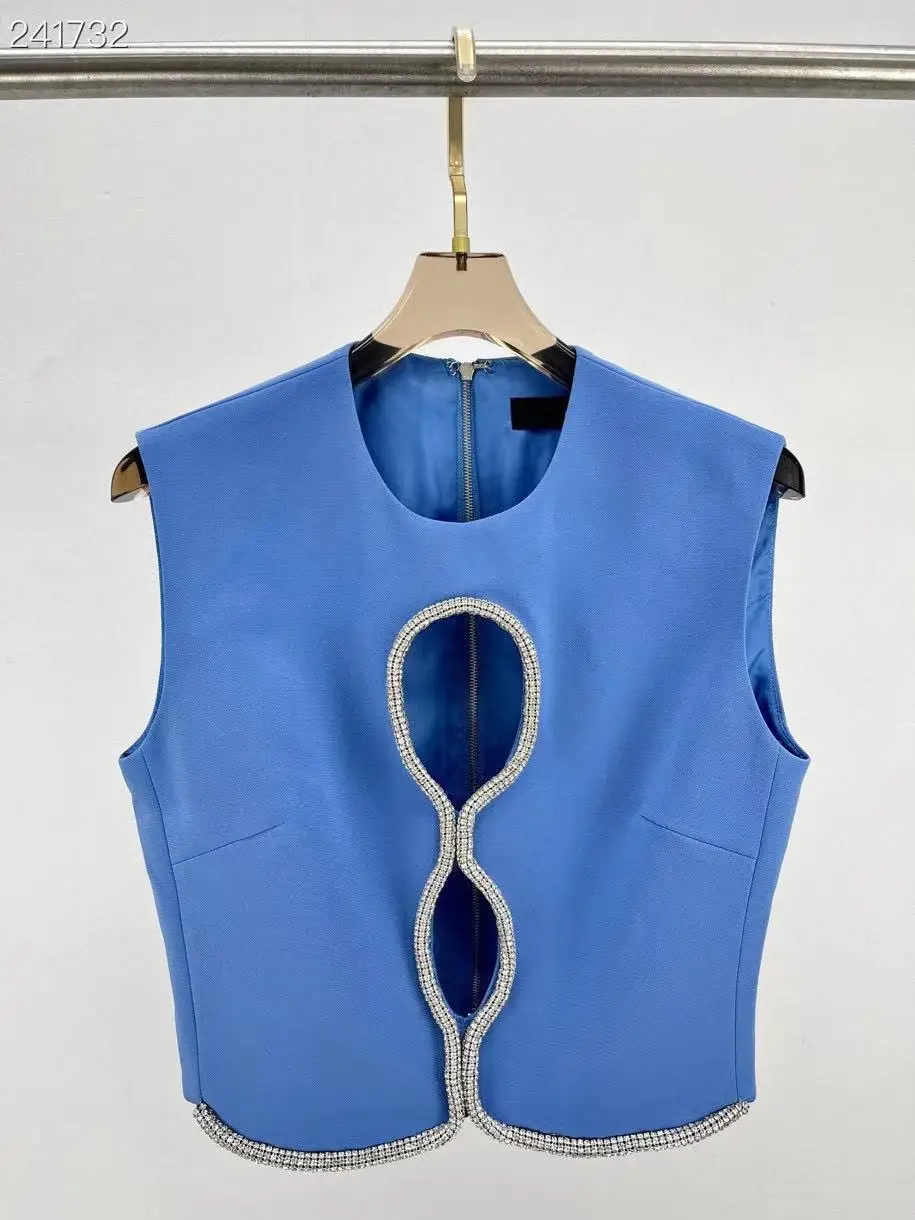 

High-Quality Sicily Fashion Runway Women's Shirt Retro Slim All-Match Elegant Blouse Diamonds Hollow Out Winter 2021 Ladies Top
