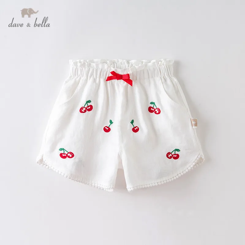 DBJ14126 dave bella летние шорты для маленьких девочек модные с вышивкой и бантом детские