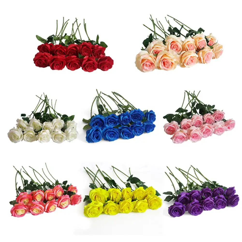 10 шт. искусственные розы шелковые цветы букет невесты для дома свадебные