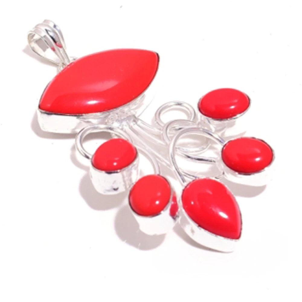 

Подвеска из серебра с коралловым покрытием из меди, 69,5 мм, P6937