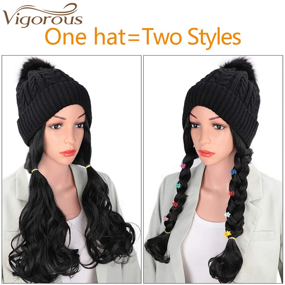 Womens Winter Beanie Hats with Hair 