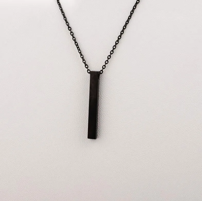 black color Fnixtar зеркальная полировка из нержавеющей стали Геометрические Квадратные вертикальные Длинные бар ожерелье s Подвески DIY Настроить Ожерелье 5 шт./лот - Окраска металла: black color