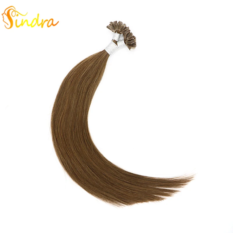 Sindra 1"-24" Fusion keratin u tip волосы для наращивания 1 г/шт. Remy ногтей/u-кончик прямые кератиновые предварительно склеивающиеся человеческие волосы