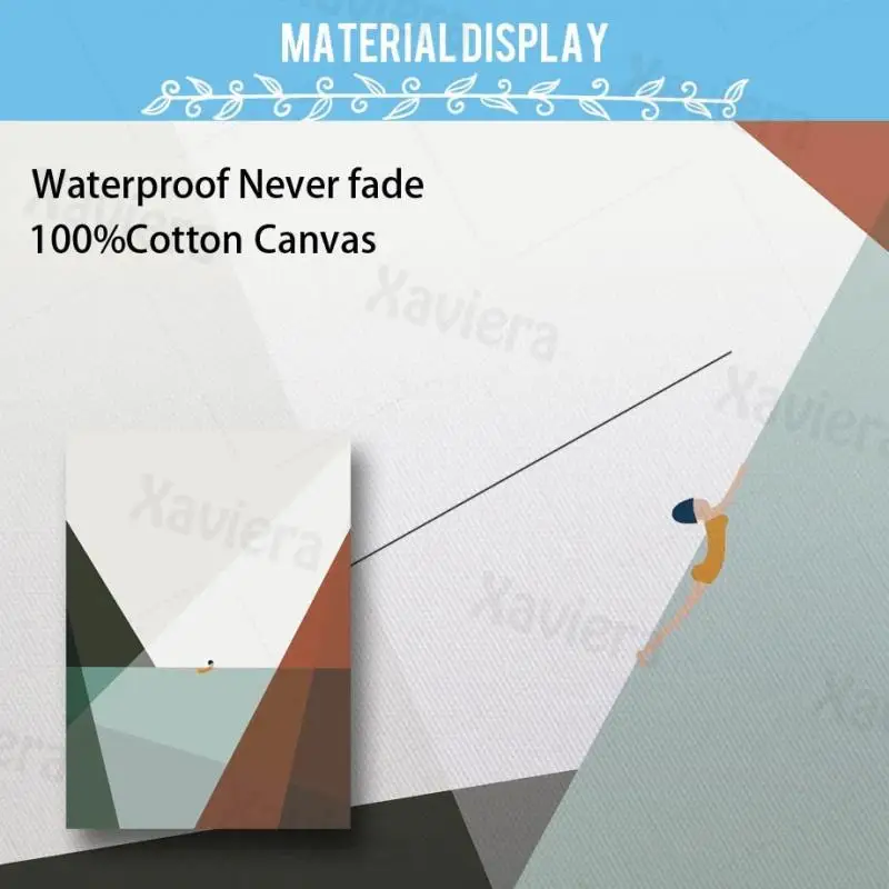 

Cartoon Simple Poster Mural Abstract Geometric Mountain Sea Swimmer HD Print Wall Art Canvas Painting Home Decoration Living Roo