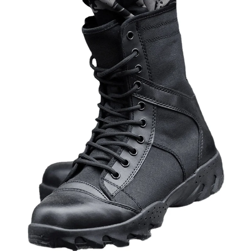 Military Boots Men Special Forces Combat High-Top Combat Canvas Tactical Training Breathable Wearable Ultralight Hiking Boots
