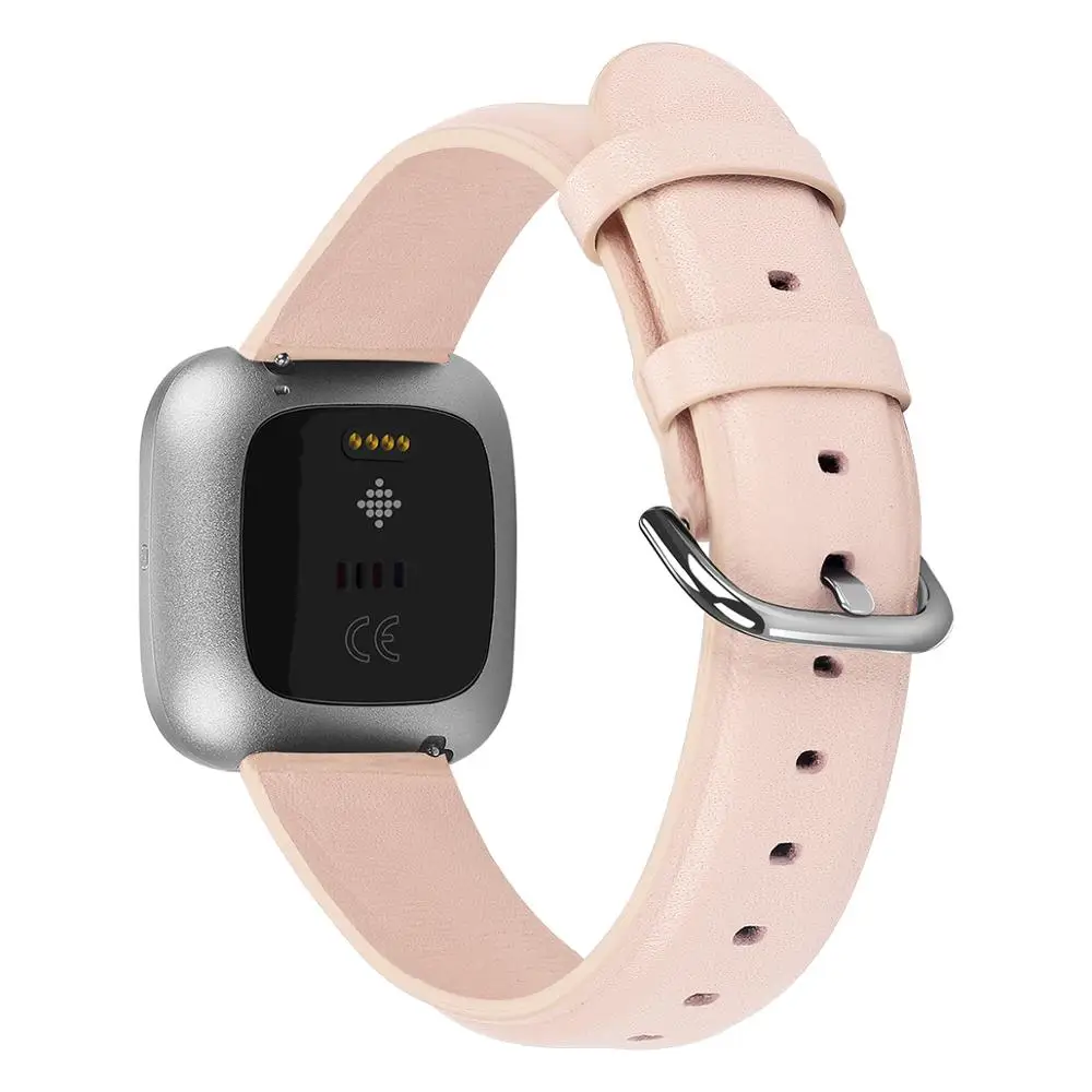 Розовый Премиум пота кожаный ремешок Замена для Fitbit Versa/versa 2 Смарт часы браслет ремешок - Цвет: Розовый