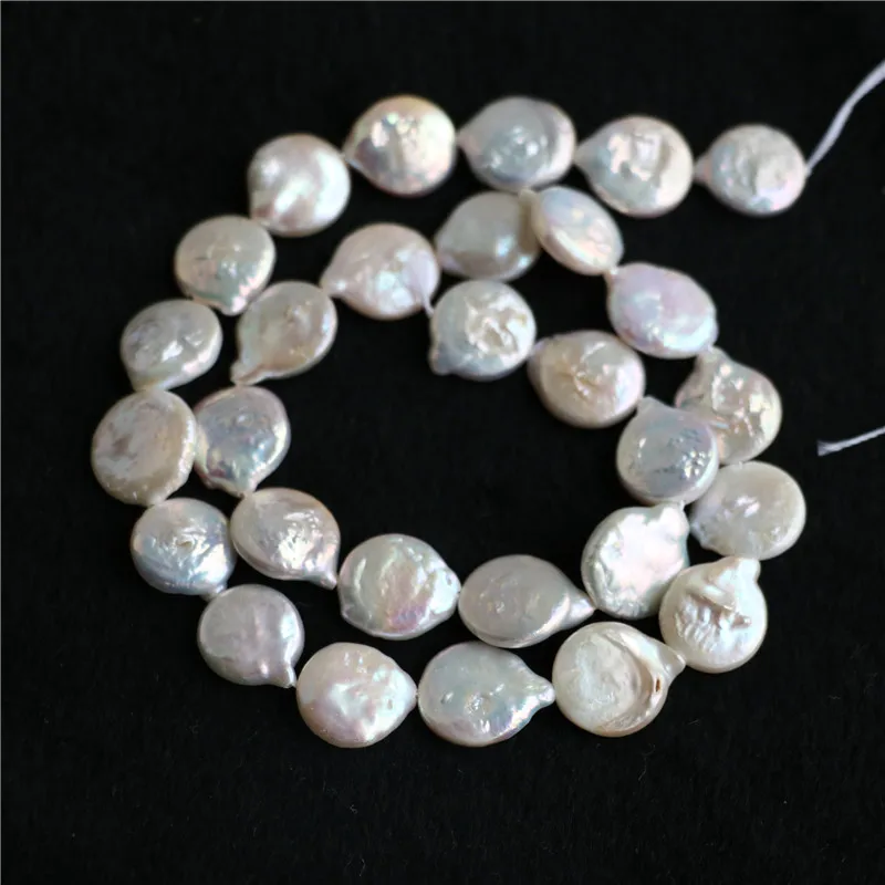 Белый натуральный пресноводный жемчуг бусины россыпью монета круглая кнопка 12