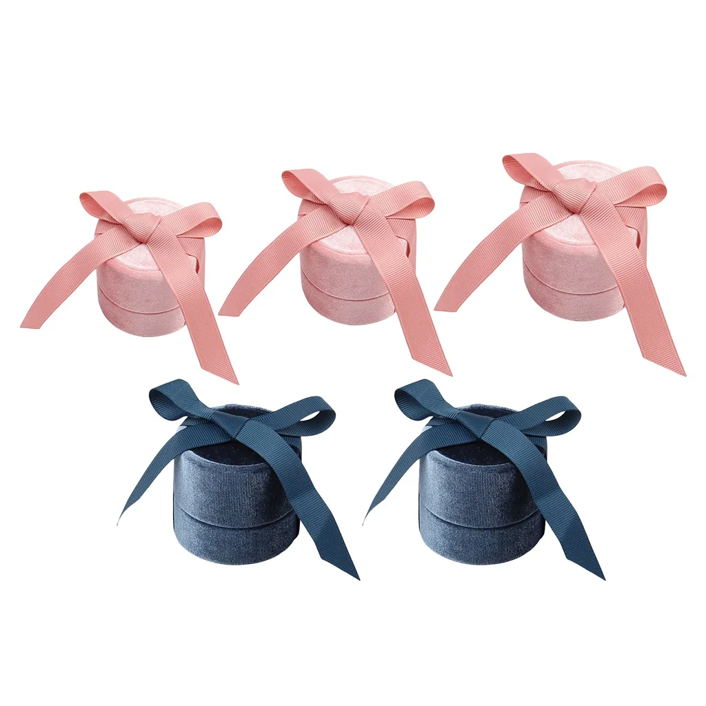 

Velvet Jewelry Box Bow Rings Necklaces Display Storage Holder
