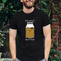 funny peanut butter graphic condiments printed t shirts summer casual fashion o neck short sleev tops new style black white tee