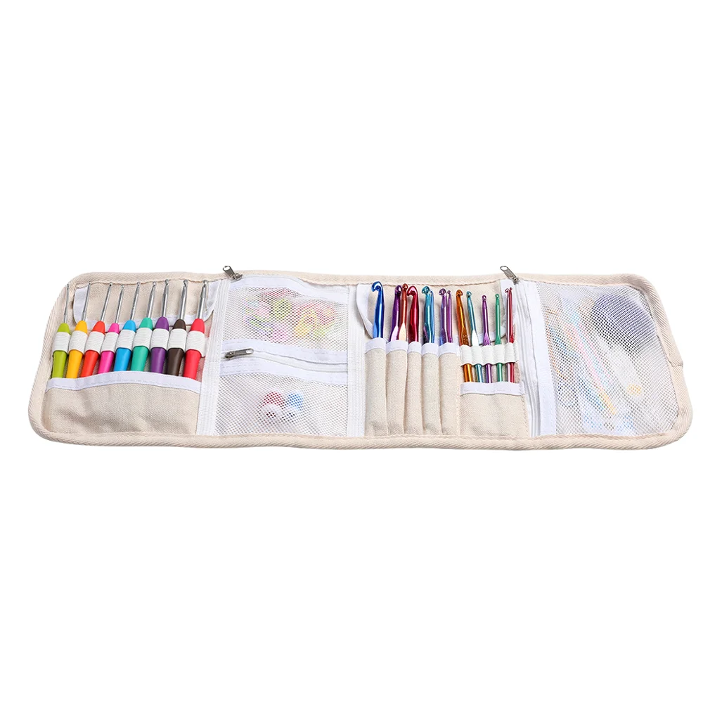 

Crochet Hook Set Aluminum Yarn Knitting Needles Soft Handle Crochet Hook Knitting Craft Case Sewing Accessories Set