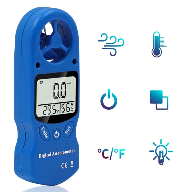 

Handheld LCD Display Digital Anemometer Wind Speed Meter Hygrometer Thermometer Air Flow Velocity Gauge Temperature Tester