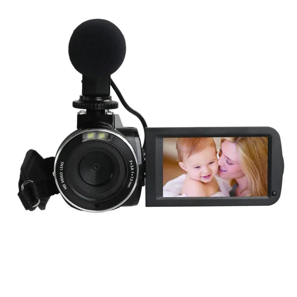 

Видеокамера с цифровым 8-кратным зумом, 24 млн пикселей, без микрофона, 1080P HD, 3-дюймовый экран, защита от сотрясения, для домашней видеокамеры ...